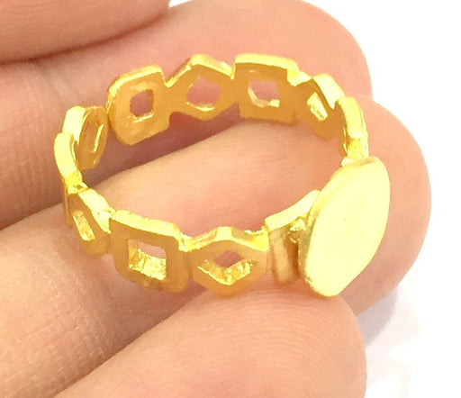 Gold Ring Blank Bezel Settings Cabochon Base Mountings Adjustable Ring (10mm blank ) Gold Plated Brass G4941