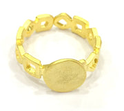 Gold Ring Blank Bezel Settings Cabochon Base Mountings Adjustable Ring (10mm blank ) Gold Plated Brass G4941
