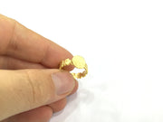 Ring Blank Bezel Settings Cabochon Base Mountings (10mm blank ) Adjustable Gold Plated Brass G4942