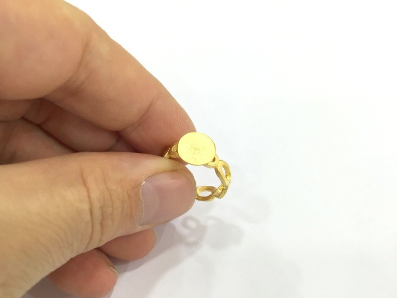 Adjustable Ring Blank, (10mm blank ) Gold Plated Brass G4943