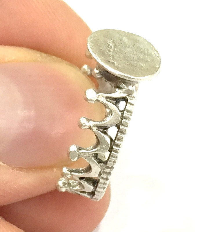 Adjustable Ring Blank, (10mm blank ) Antique Silver Plated Brass G17056