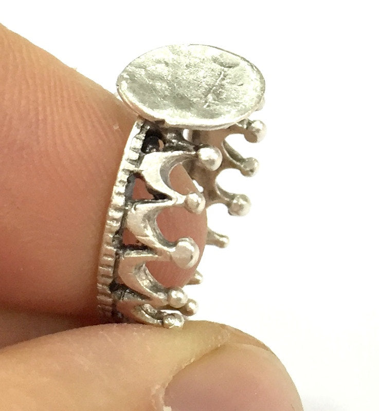 Adjustable Ring Blank, (10mm blank ) Antique Silver Plated Brass G17056