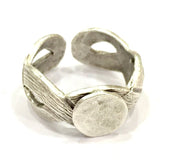 Adjustable Ring Blank, (10mm blank ) Antique Silver Plated Brass G4951