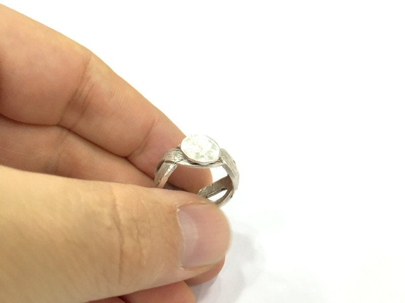 Adjustable Ring Blank, (10mm blank ) Antique Silver Plated Brass G4951