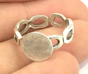 Adjustable Ring Blank, (10mm blank ) Antique Silver Plated Brass G4956