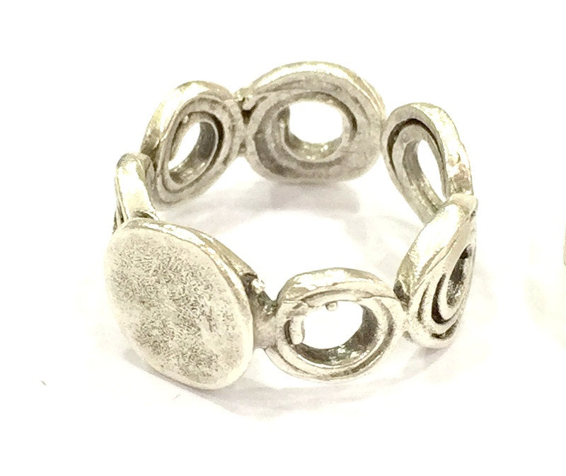 Adjustable Ring Blank, (10mm blank ) Antique Silver Plated Brass G4959