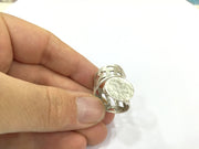 Adjustable Ring Blank, (15mm blank ) Antique Silver Plated Brass G4964