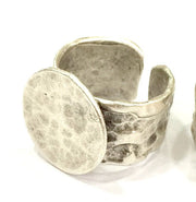 Adjustable Ring Blank, (15mm blank ) Antique Silver Plated Brass G4965