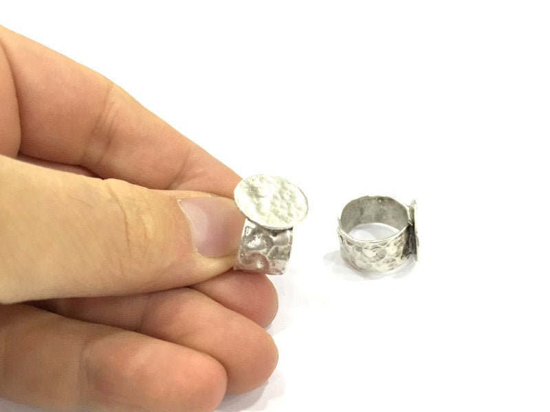 Adjustable Ring Blank, (15mm blank ) Antique Silver Plated Brass G4965