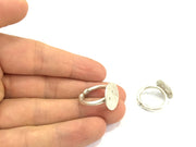 Adjustable Ring Blank, (15mm blank ) Antique Silver Plated Brass G4970