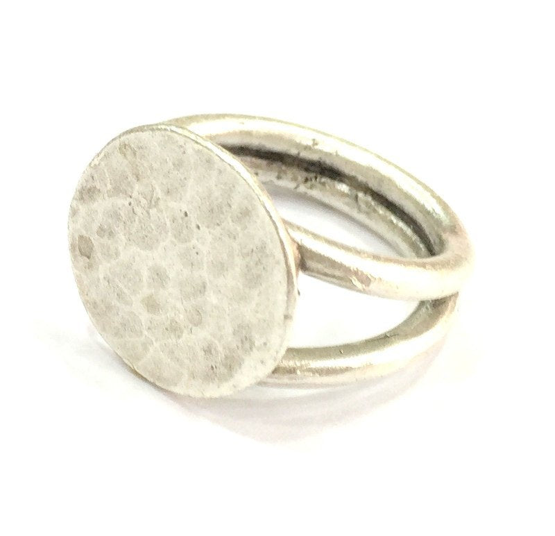 Adjustable Ring Blank, (15mm blank ) Antique Silver Plated Brass G4977