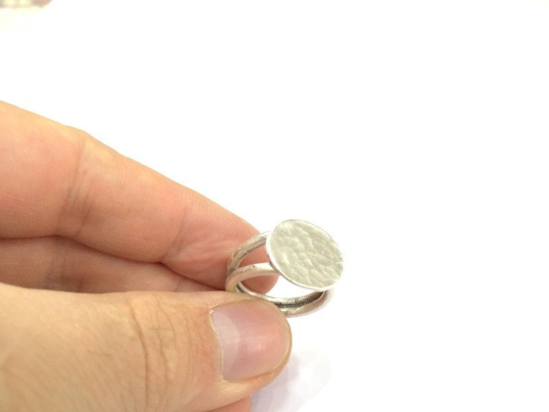 Adjustable Ring Blank, (15mm blank ) Antique Silver Plated Brass G4977