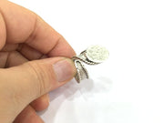 Adjustable Ring Blank, (15mm blank ) Antique Silver Plated Brass G4979