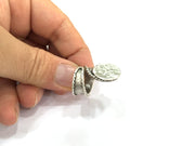 Adjustable Ring Blank, (15mm blank ) Antique Silver Plated Brass G4979