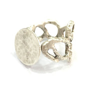 Ring Blank Bezel Settings Cabochon Base Mountings Adjustable (15mm blank ) Antique Silver Plated Brass G4980