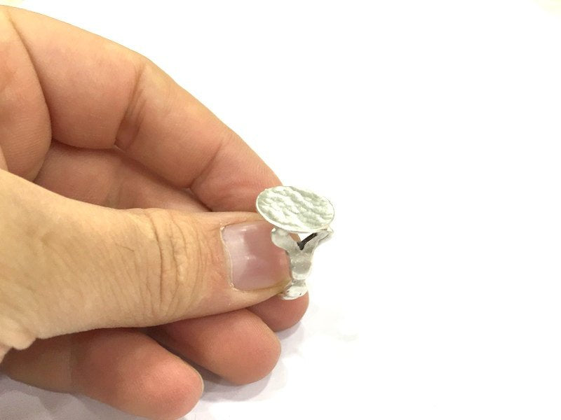 Adjustable Ring Blank, (15mm blank ) Antique Silver Plated Brass G4981