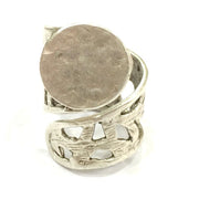 Adjustable Ring Blank, (15mm blank ) Antique Silver Plated Brass G4964