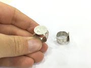 Adjustable Ring Blank, (15mm blank ) Antique Silver Plated Brass G4965