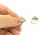 Adjustable Ring Blank, (15mm blank ) Antique Silver Plated Brass G4969