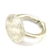 Adjustable Ring Blank, (15mm blank ) Antique Silver Plated Brass G4970