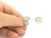 Adjustable Ring Blank, (15mm blank ) Antique Silver Plated Brass G4971