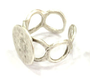 Adjustable Ring Blank, (15mm blank ) Antique Silver Plated Brass G4972