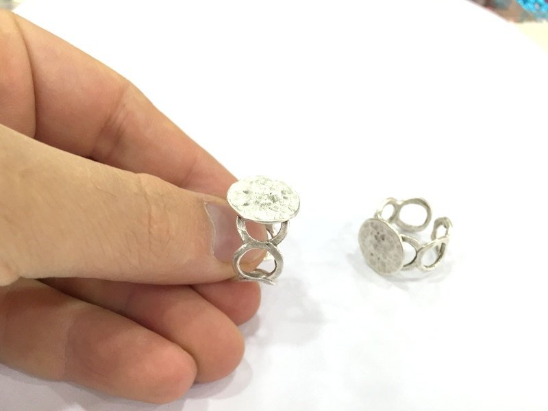 Adjustable Ring Blank, (15mm blank ) Antique Silver Plated Brass G4972