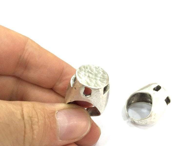 Adjustable Ring Blank, (15mm blank ) Antique Silver Plated Brass G4973