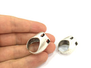 Adjustable Ring Blank, (15mm blank ) Antique Silver Plated Brass G4973