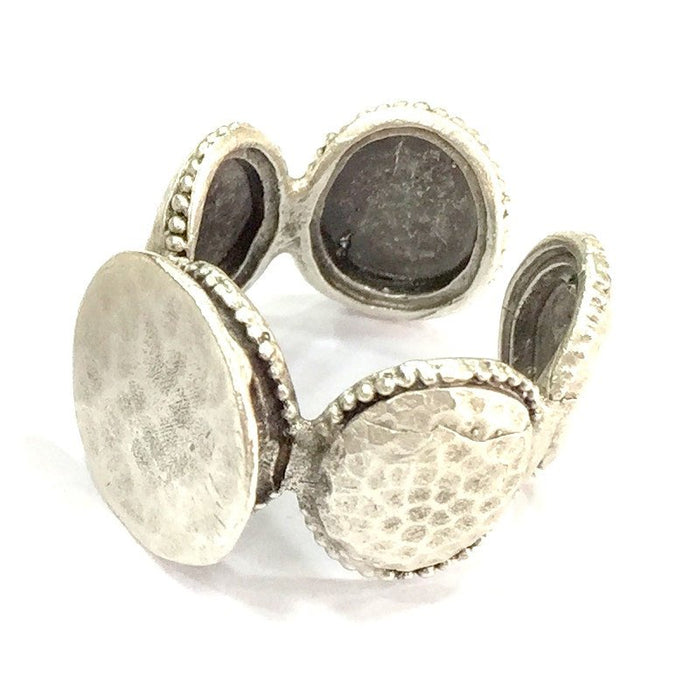 Adjustable Ring Blank, (15mm blank ) Antique Silver Plated Brass G4974