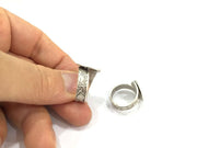 Adjustable Ring Blank, (15mm blank ) Antique Silver Plated Brass G4976