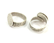 Adjustable Ring Blank, (15mm blank ) Antique Silver Plated Brass G4976