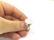 Adjustable Ring Blank, (15mm blank ) Antique Silver Plated Brass G4981