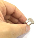 Adjustable Ring Blank, (15mm blank ) Antique Silver Plated Brass G4981