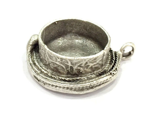 Antique Silver Plated Brass  Mountings , Blanks (16 mm blank) G4982