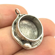 Antique Silver Plated Brass  Mountings , Blanks (16 mm blank) G4982