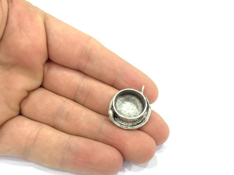 Antique Silver Plated Brass  Mountings , Blanks (16 mm blank) G4982