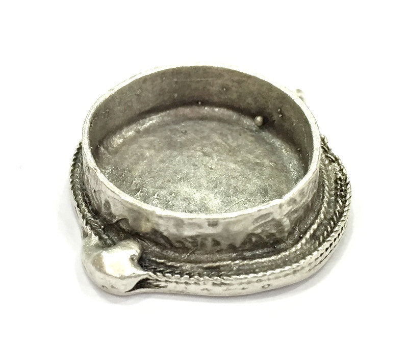 Antique Silver Plated Brass  Mountings , Blanks (25 mm blank) G4984