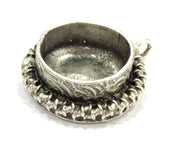 Silver Pendant Blank Base Setting Necklace Blank Mountings Antique Silver Plated Brass  (16 mm blank) G4985