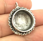 Silver Pendant Blank Base Setting Necklace Blank Mountings Antique Silver Plated Brass  (16 mm blank) G4985