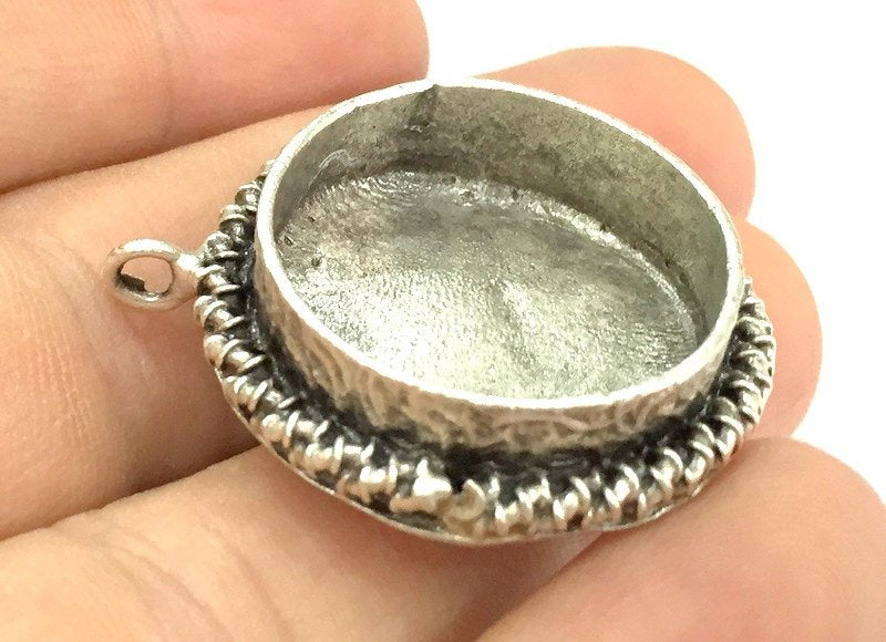 Antique Silver Plated Brass  Mountings , Blanks (25 mm blank) G4987
