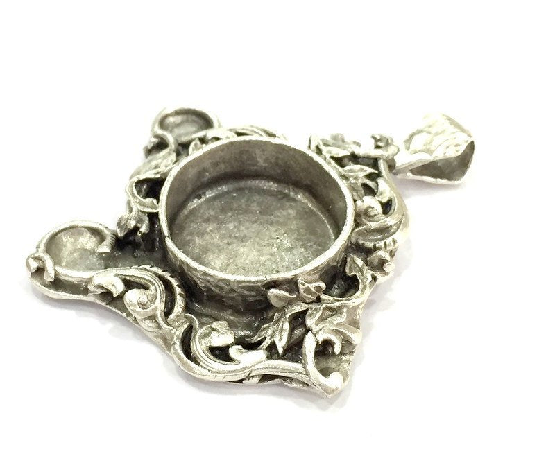 Antique Silver Plated Brass  Mountings , Blanks (19 mm blank) G4994