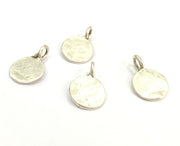 10 Silver Stamp Charms Antique Silver Plated Brass 10pcs (10mm)  G4996