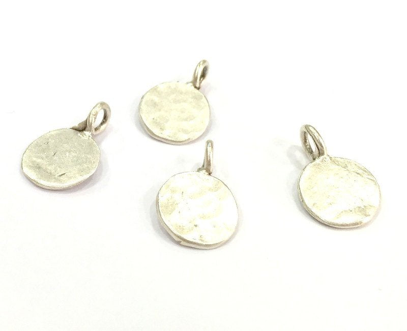 4 Pcs  Antique Silver Plated Brass  Charms 10mm  G4996