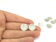 4 Silver Charm Coin Antique Silver Plated Brass  Charms 16mm    G13364