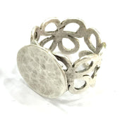 Adjustable Ring Blank, (15mm blank ) Antique Silver Plated Brass G5008