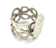 Adjustable Ring Blank, (15mm blank ) Antique Silver Plated Brass G5008