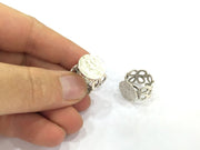 Adjustable Ring Blank, (15mm blank ) Antique Silver Plated Brass G5008