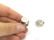 Adjustable Ring Blank, (15mm blank ) Antique Silver Plated Brass G5010