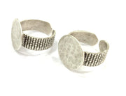 Adjustable Ring Blank, (15mm blank ) Antique Silver Plated Brass G5014